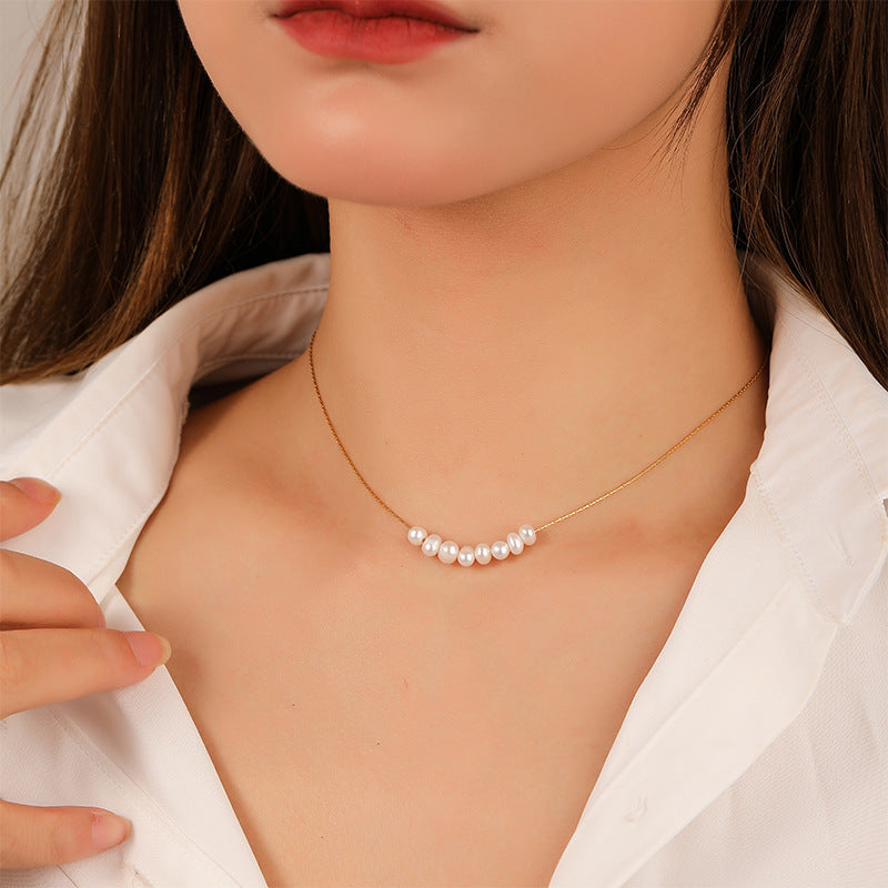 Collar de perlas naturales de agua dulce de lujo para mujer