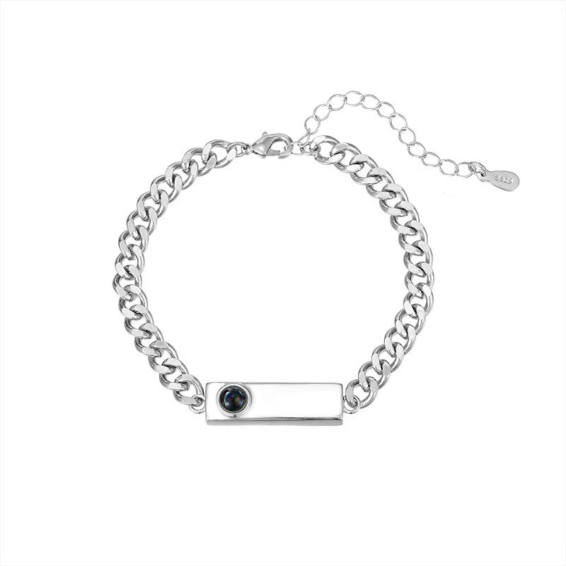 Pulsera de hueso de dragón con placa cuadrada y proyección fotográfica