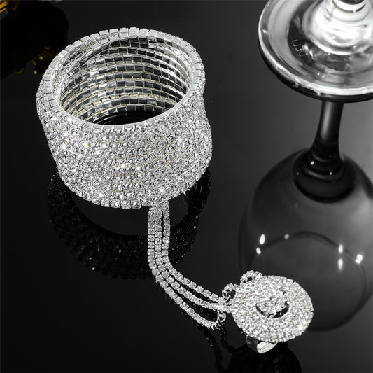 Multi-layered rhinestone finger bracelet