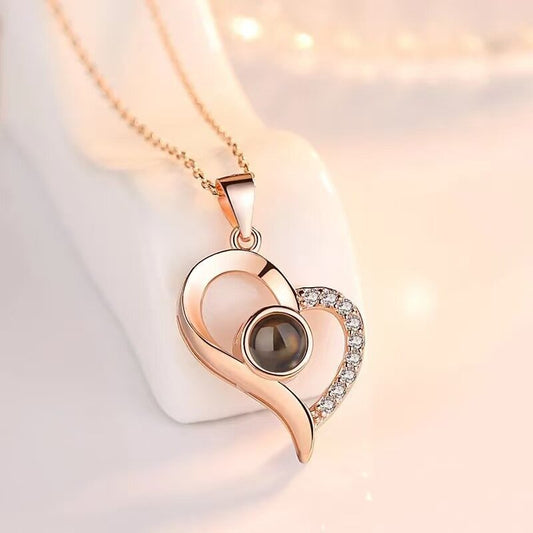 Photo Projection Heart Pendant Necklace