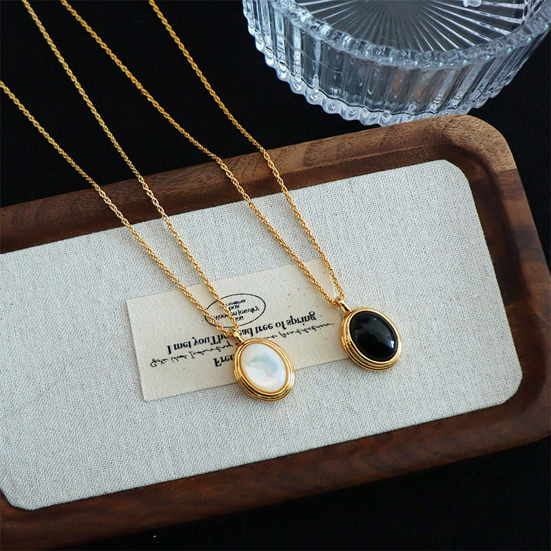 Vintage Personalized Black Natural Stone Women's Necklace