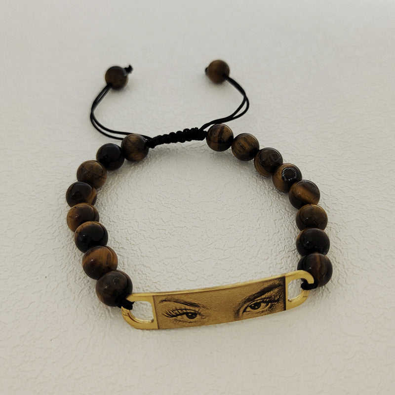 Pulsera de piedra natural con ojo grabado con imagen DIY