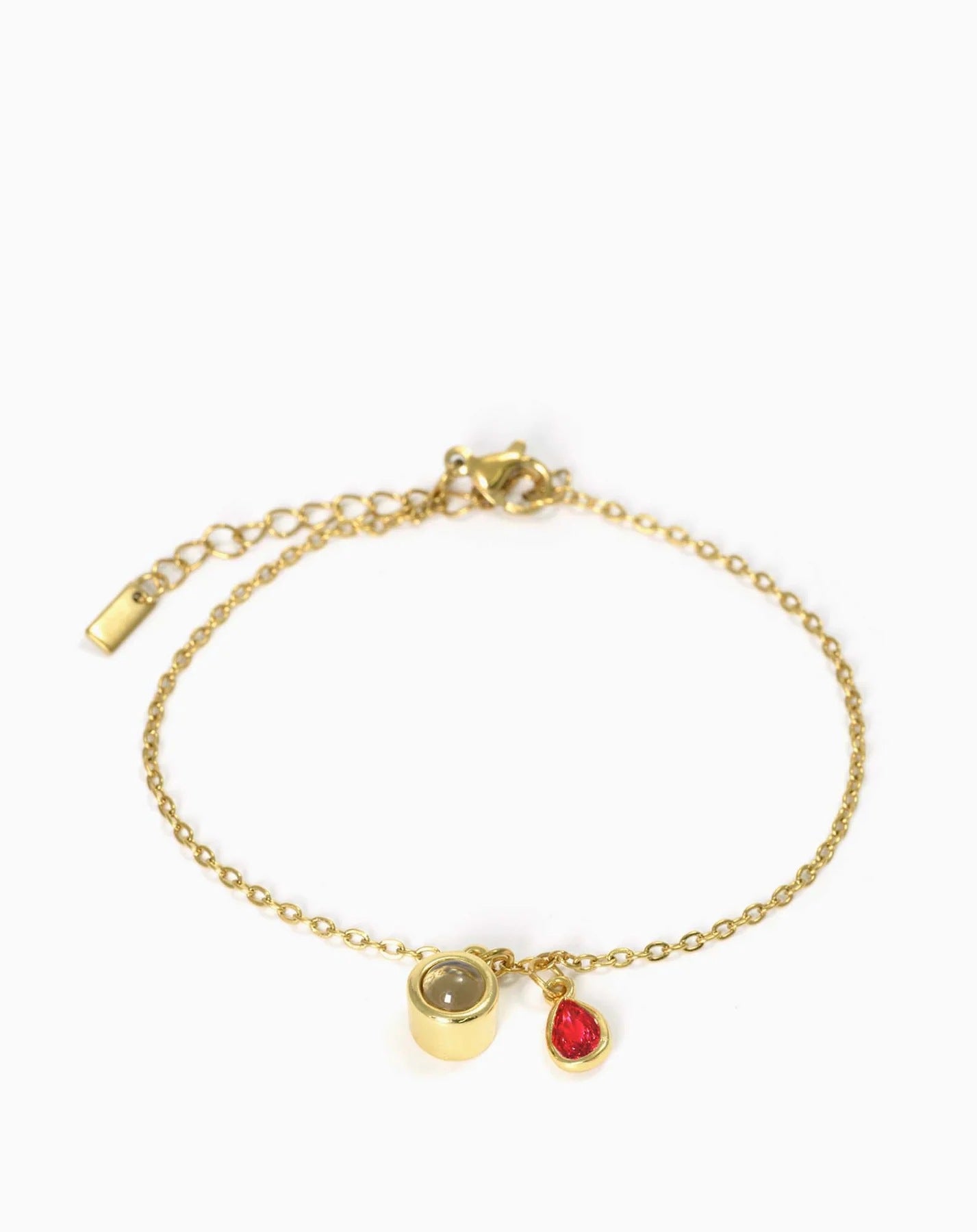 Pulsera con piedra del zodiaco en forma de gota de agua con proyección fotográfica