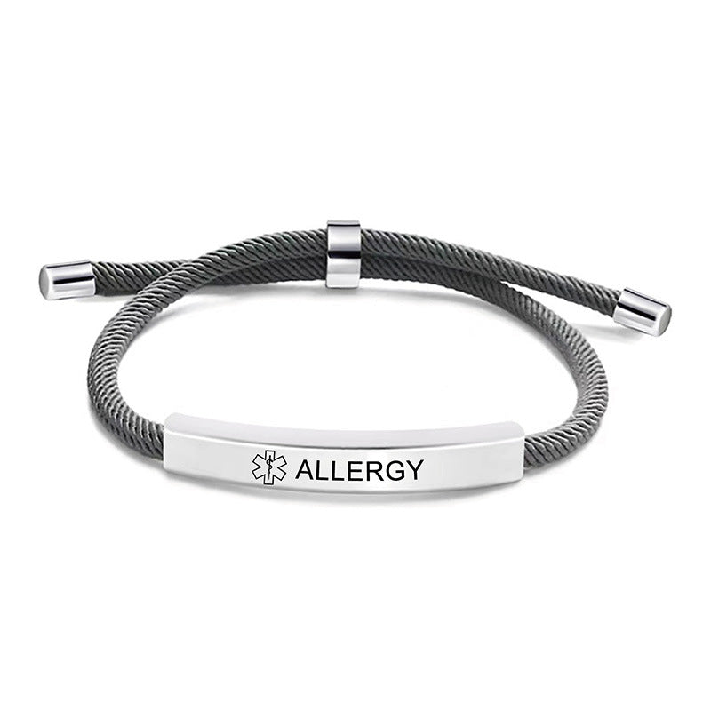 Pulsera recordatoria con logotipo médico grabado con láser