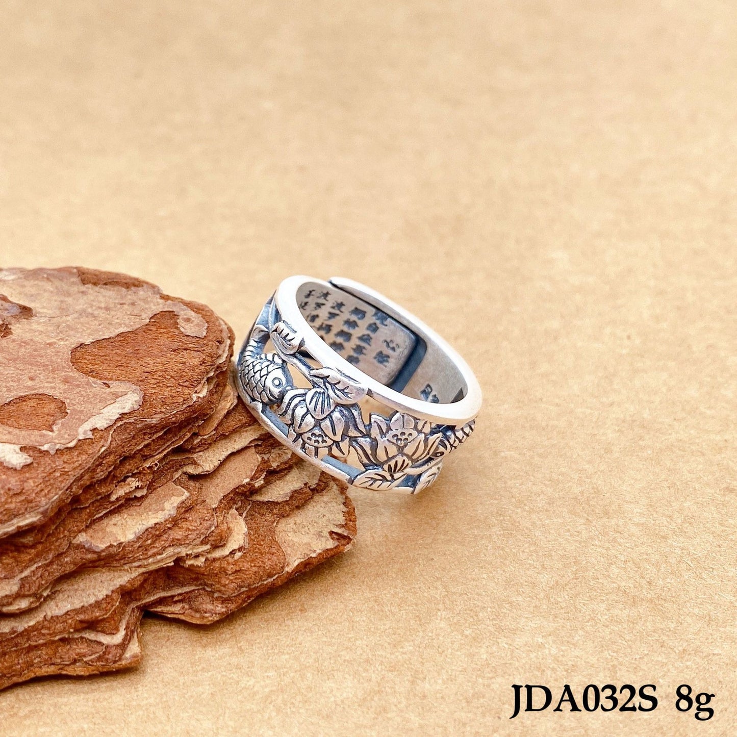 Anillo de plata de ley con peonía de moda