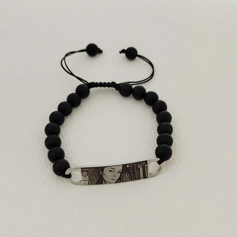 Pulsera de piedra natural con ojo grabado con imagen DIY