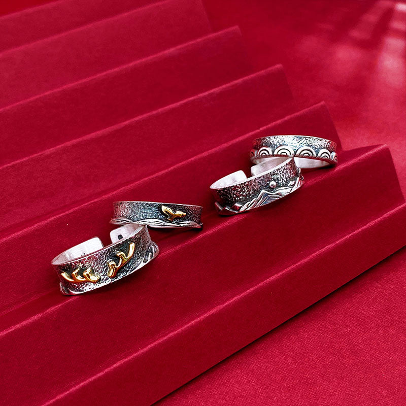 Anillos de pareja de plata de ley de moda