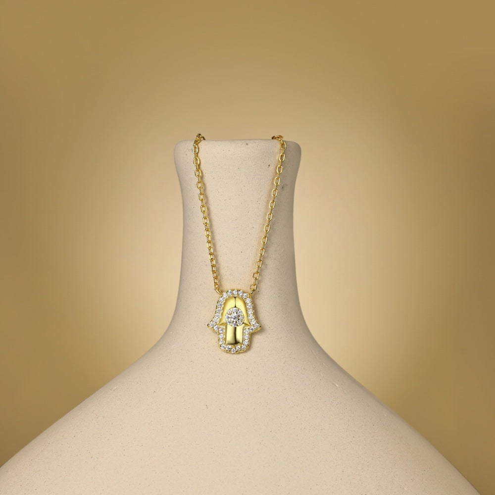 Collar de circón con palma y personalidad de moda