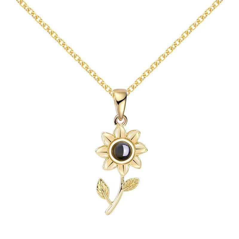 Photo Projection Sunflower Necklace