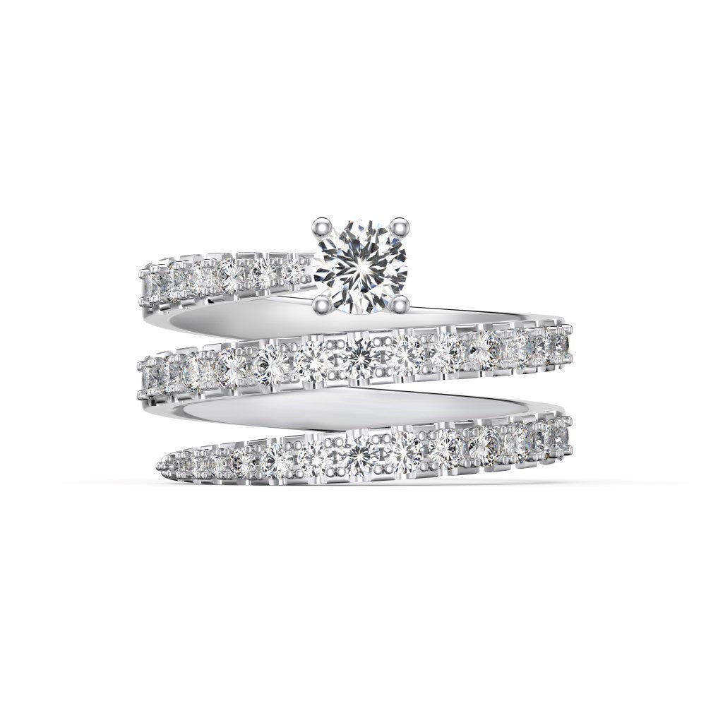 Anillo de diamantes en espiral moderno y personalizado.