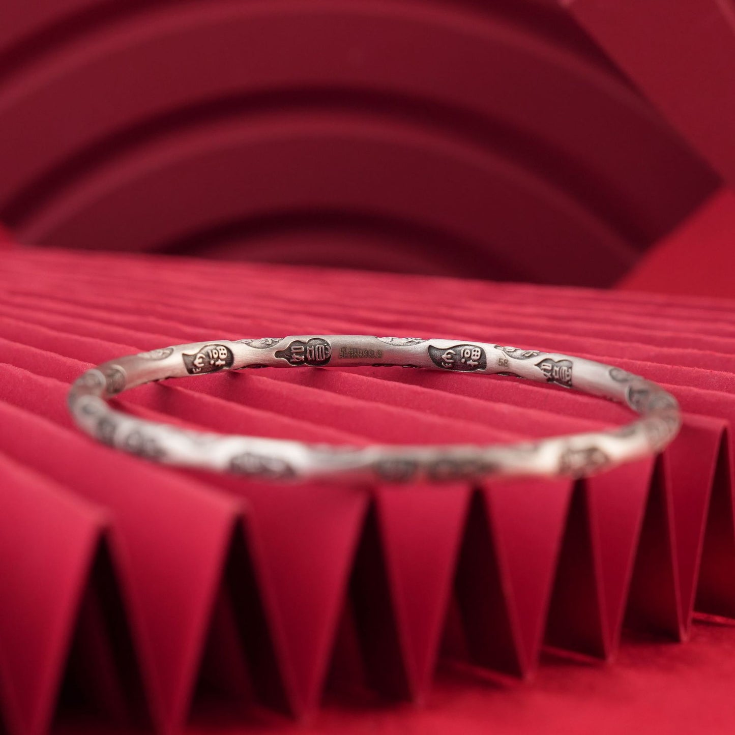New Chinese style retro round stick sterling silver bracelet