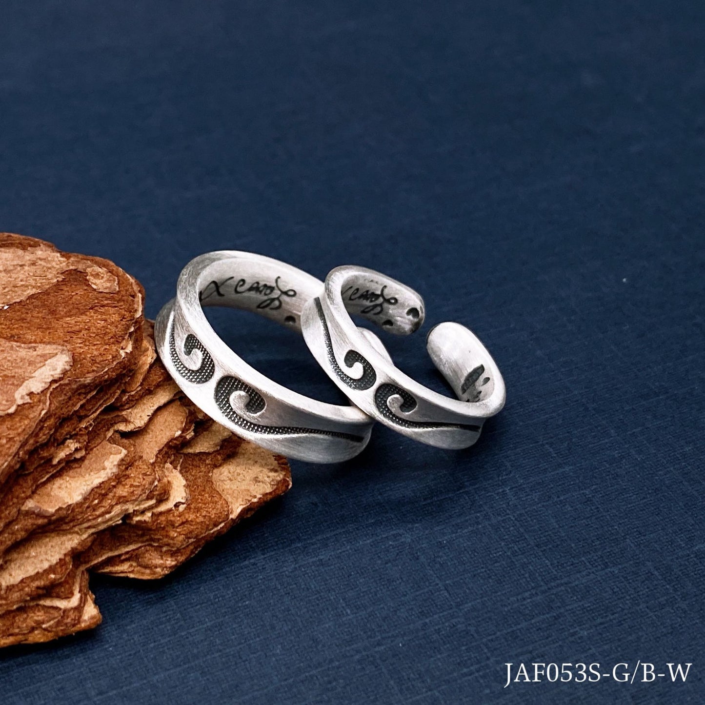 Anillo de pareja de plata esterlina de estilo chino