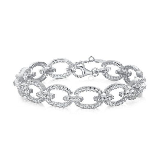 Sterling silver micro-inlaid zircon and full diamond pig nose hollow bracelet - jewelryweilin