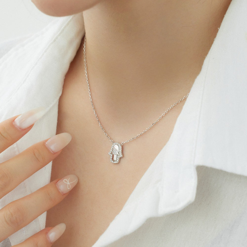 Collar de circón con palma y personalidad de moda
