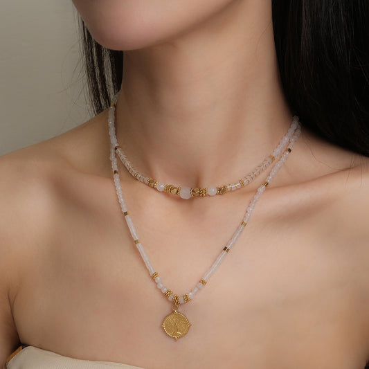 Pure white jade necklace