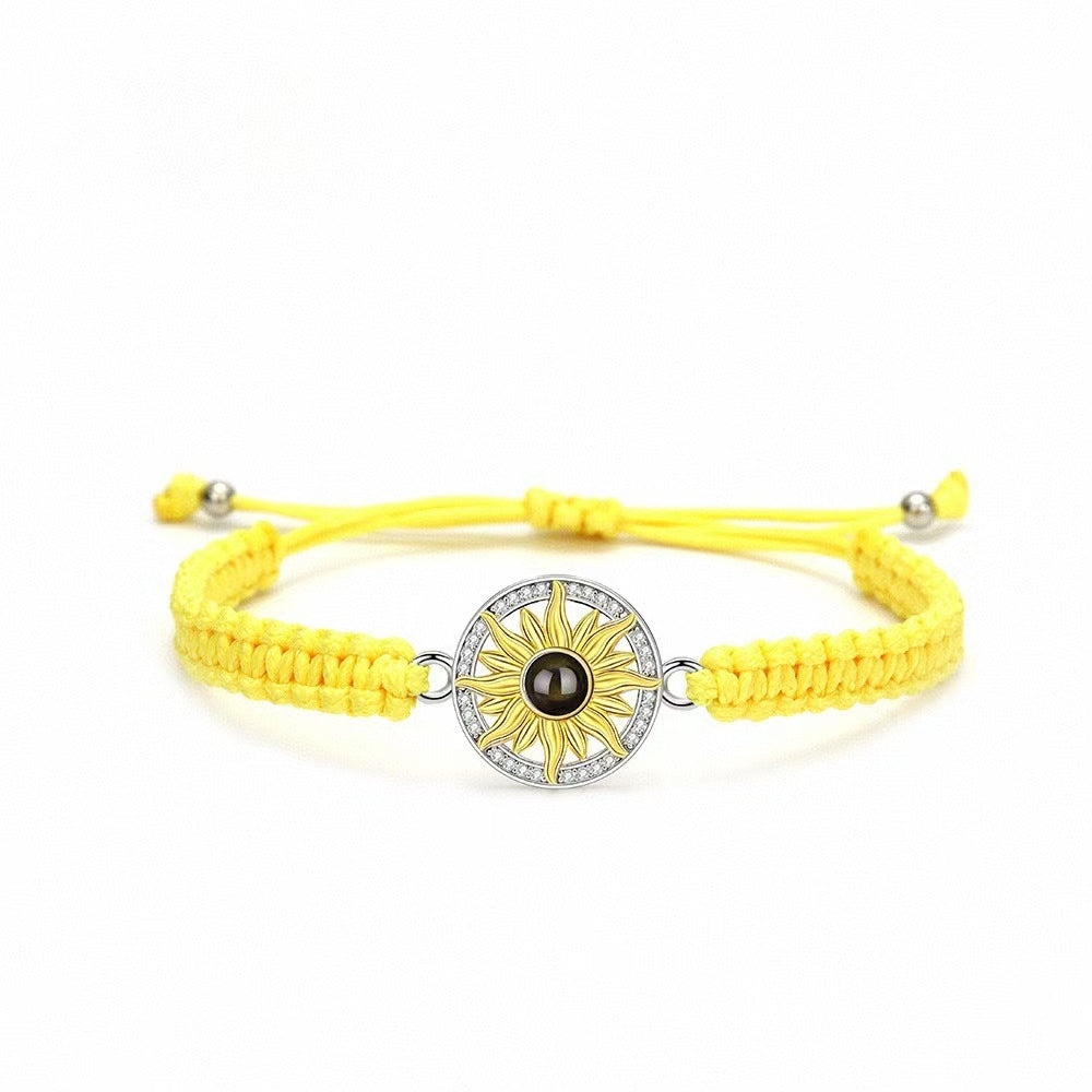 Pulsera tejida con proyección de fotos de girasoles