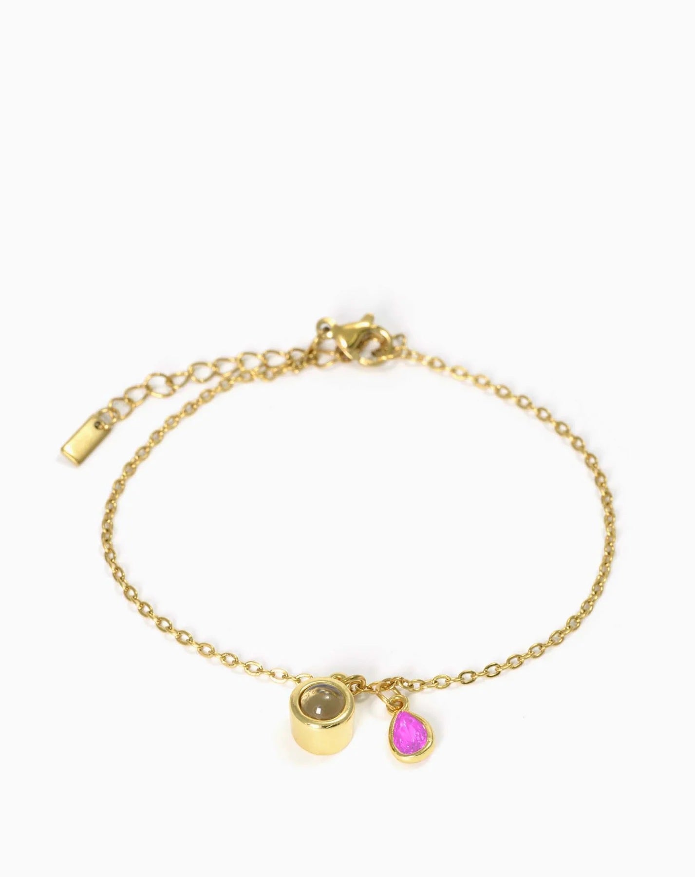 Pulsera con piedra del zodiaco en forma de gota de agua con proyección fotográfica