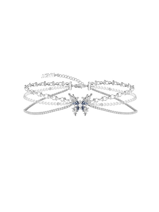 Butterfly dance multilayer necklace