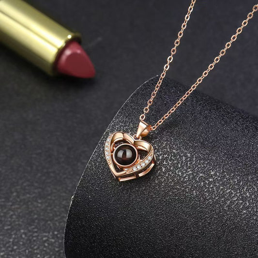 Photo Projection Heart Necklace