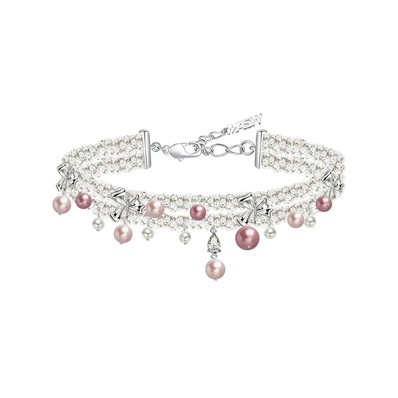 Colored pearl choker necklace