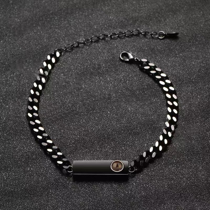 Pulsera de hueso de dragón con placa cuadrada y proyección fotográfica