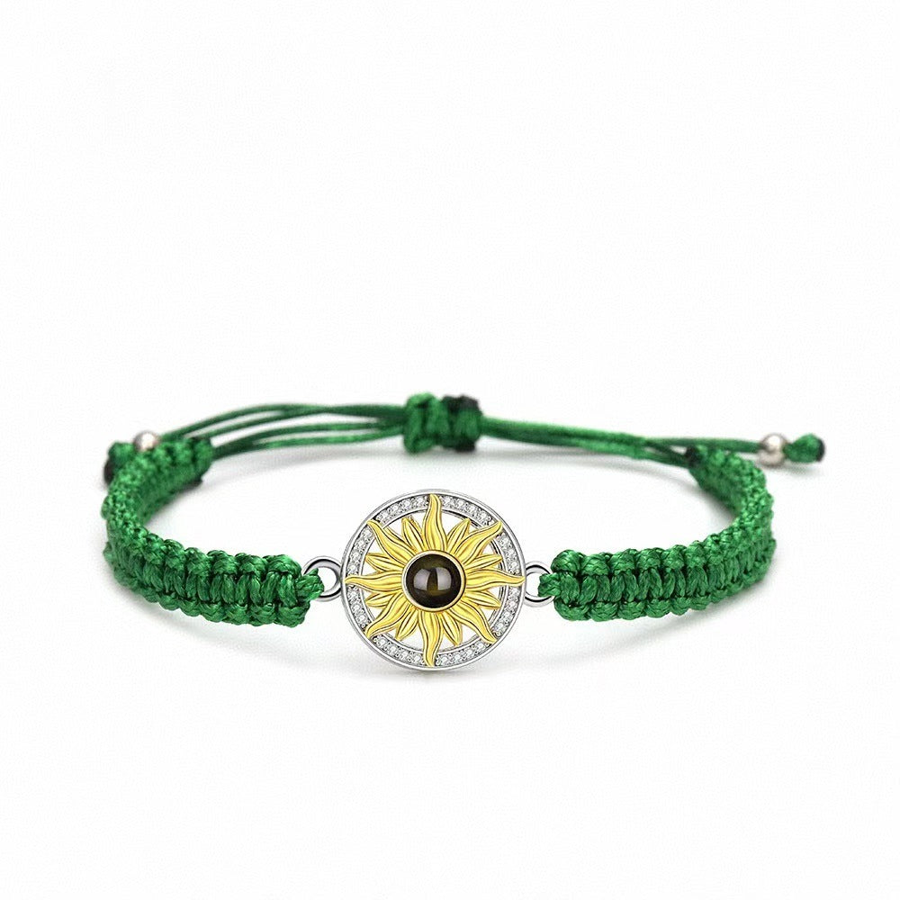 Pulsera tejida con proyección de fotos de girasoles