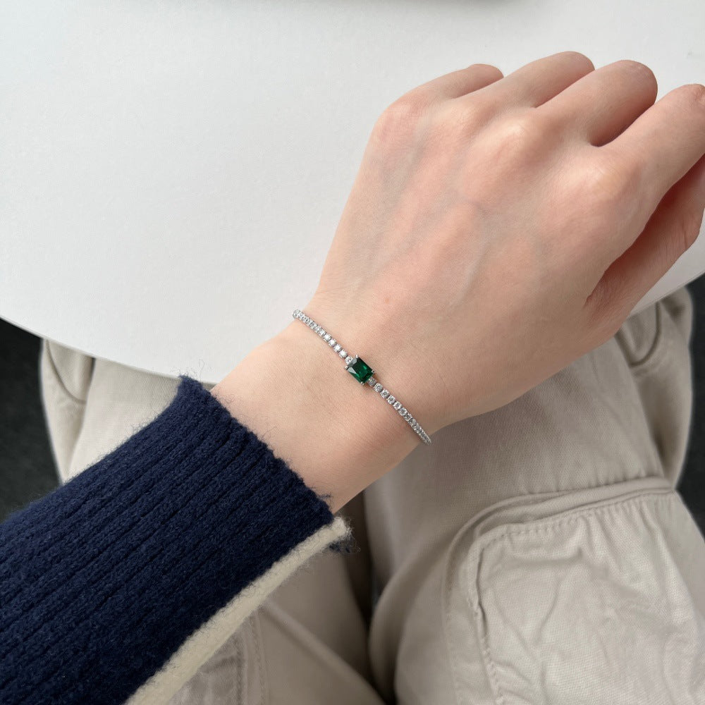 Pulsera de tenis de lujo con circonita esmeralda