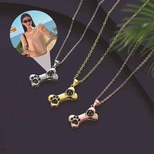 Photo projection cute pet mark necklace