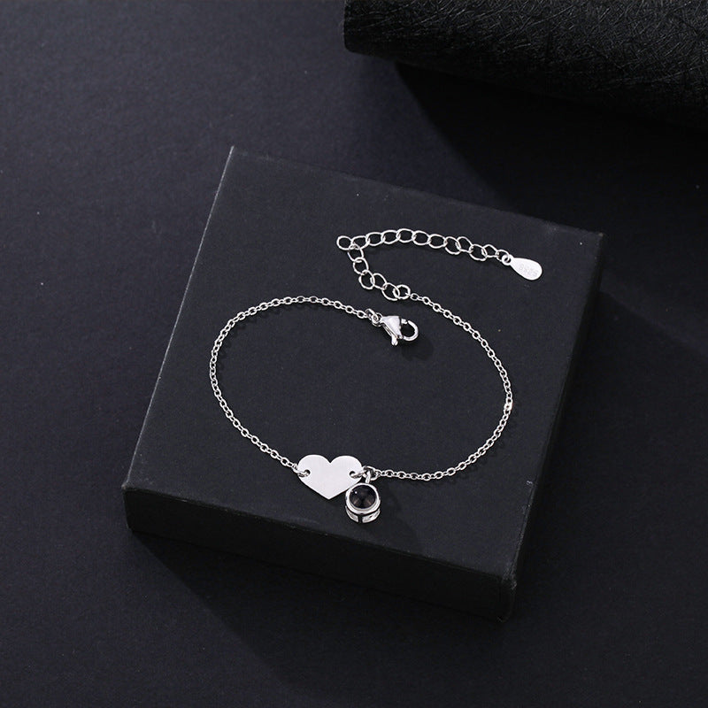 Pulsera de proyección de lenguaje grabado en forma de corazón