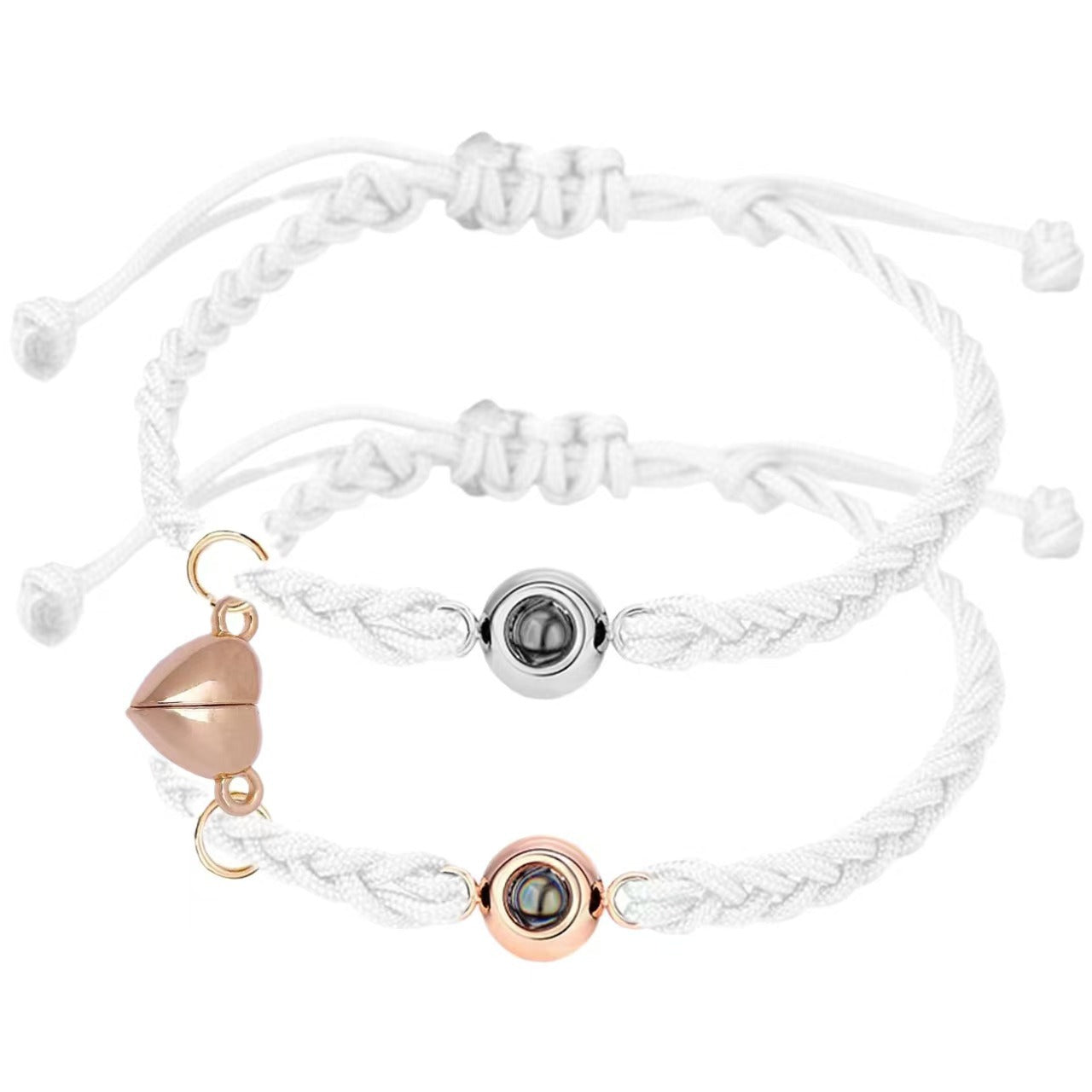 Pulsera de pareja tejida con proyección de fotos
