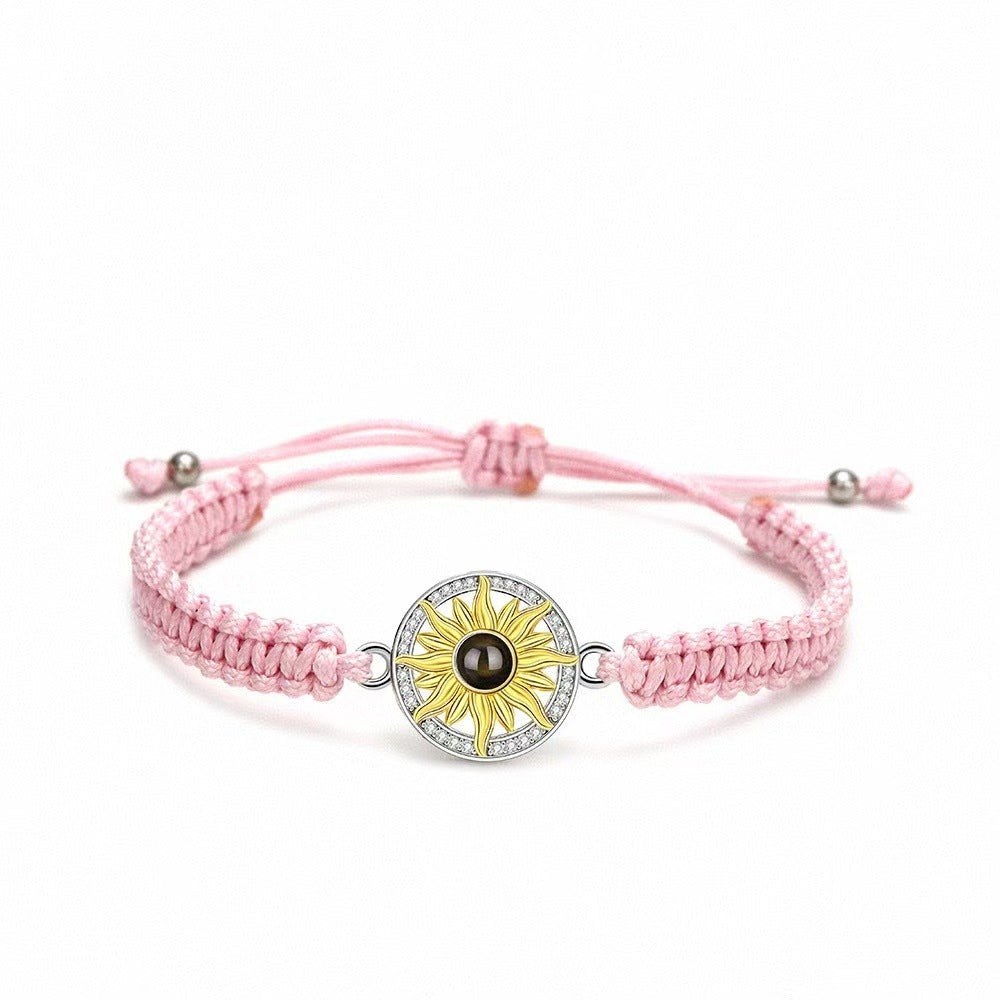 Pulsera tejida con proyección de fotos de girasoles