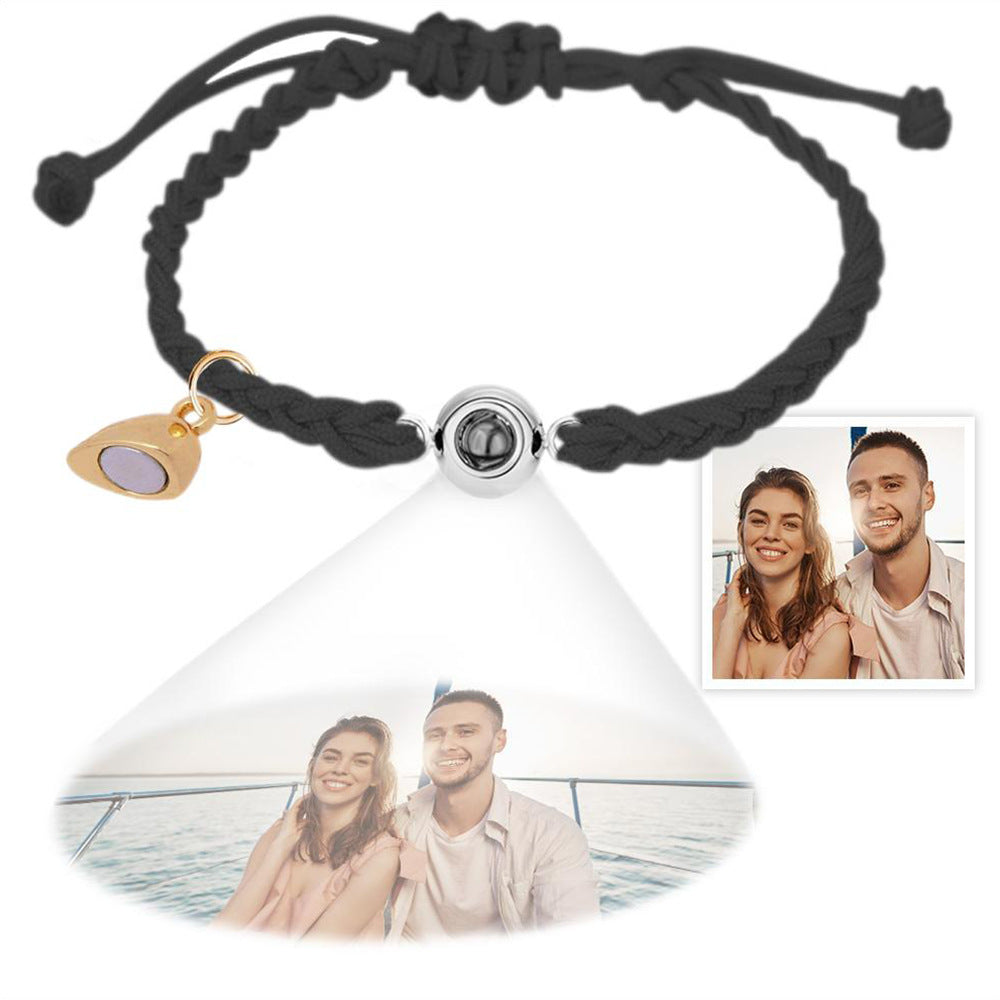 Pulsera de pareja tejida con proyección de fotos