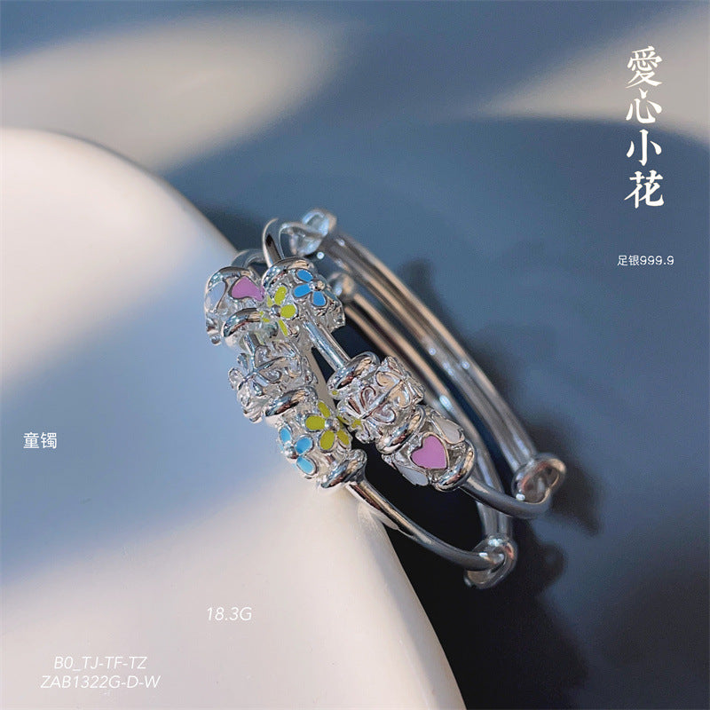 China A pair of sterling silver heart circle bracelets for children