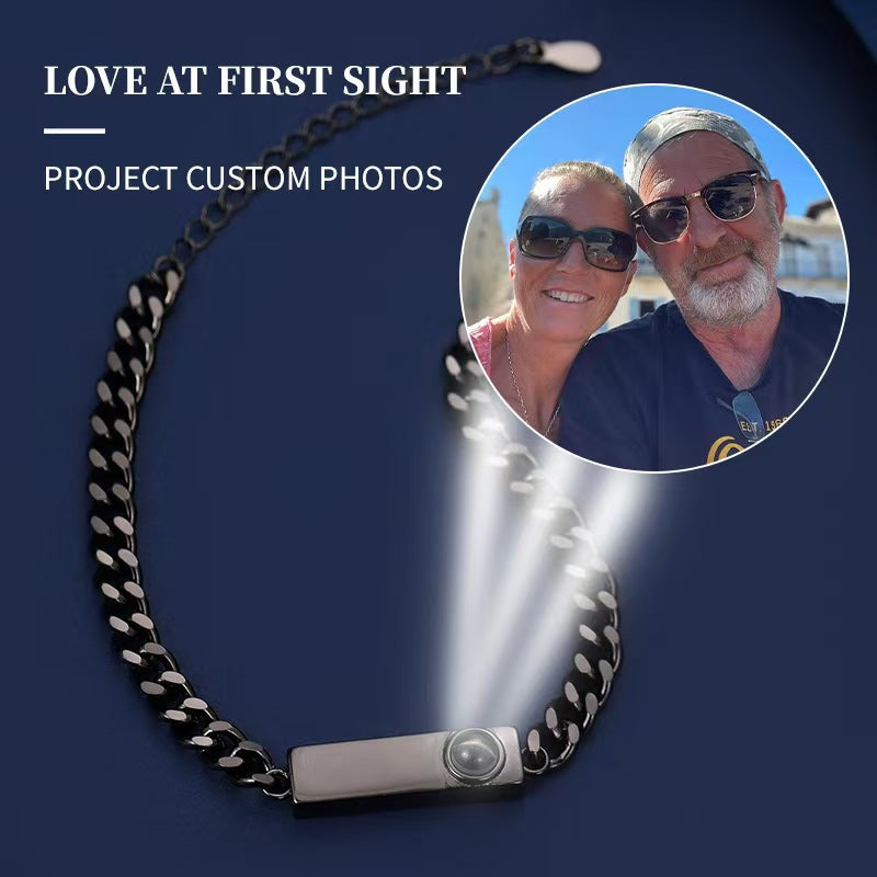 Pulsera de hueso de dragón con placa cuadrada y proyección fotográfica