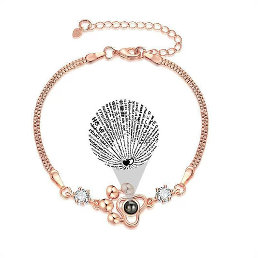 Dog paw print projection photo bracelet