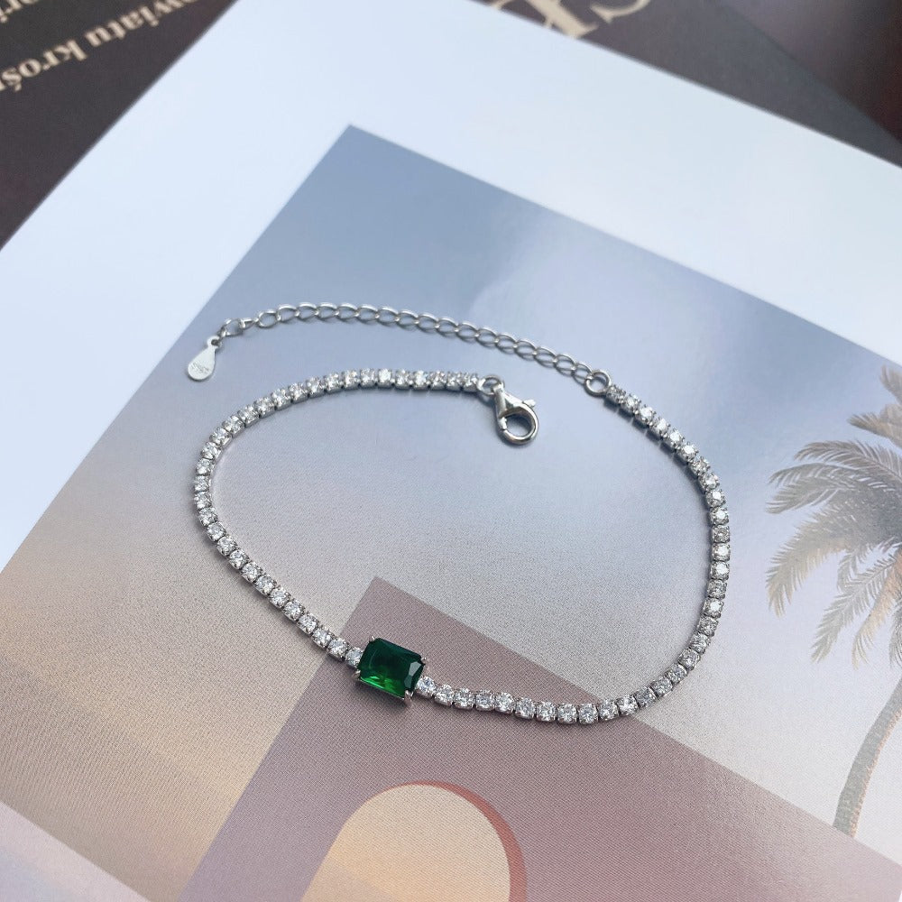 Pulsera de tenis de lujo con circonita esmeralda