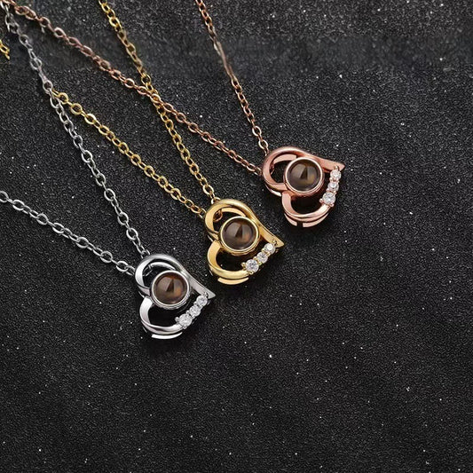 Photo Projection Heart Necklace