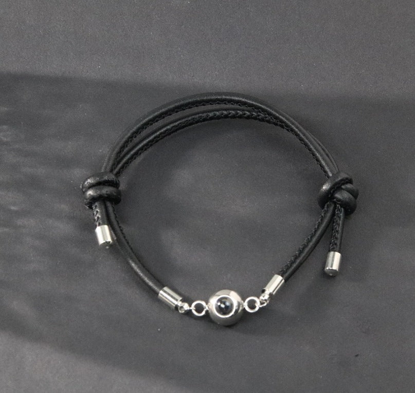 Pulsera de cordón de cuero con proyección de fotos