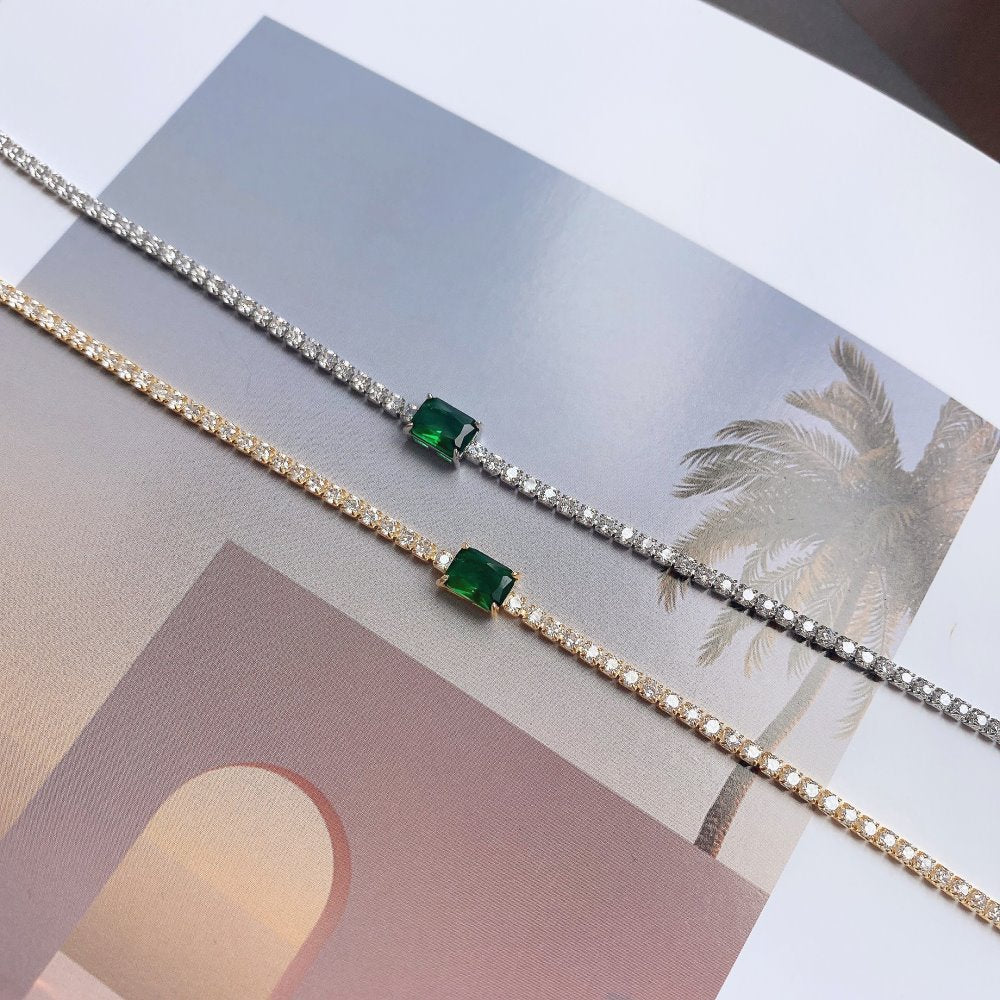 Pulsera de tenis de lujo con circonita esmeralda