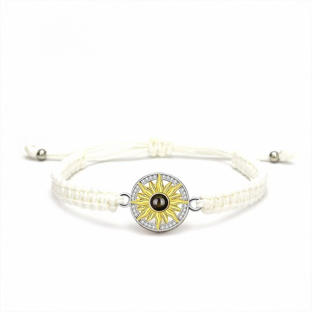 Pulsera tejida con proyección de fotos de girasoles