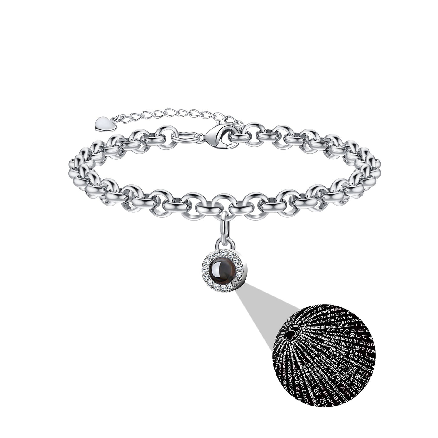Projection photo round bubble couple bracelet