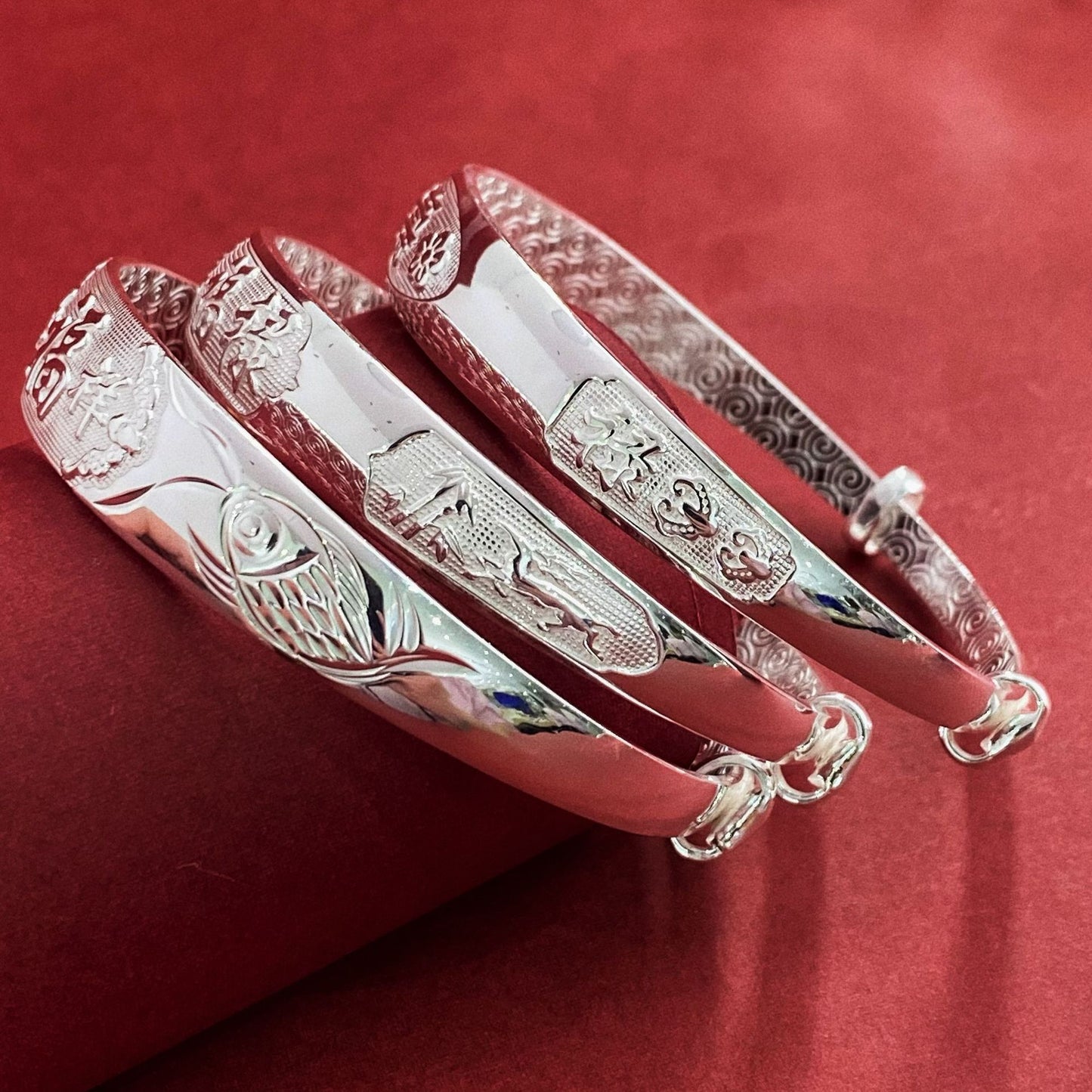 Pulsera de plata de ley con palabra de bendición de estilo étnico