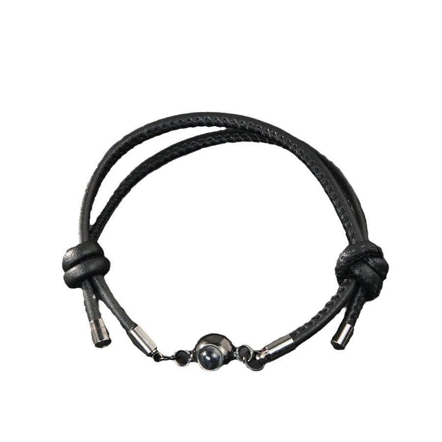 Pulsera de cordón de cuero con proyección de fotos
