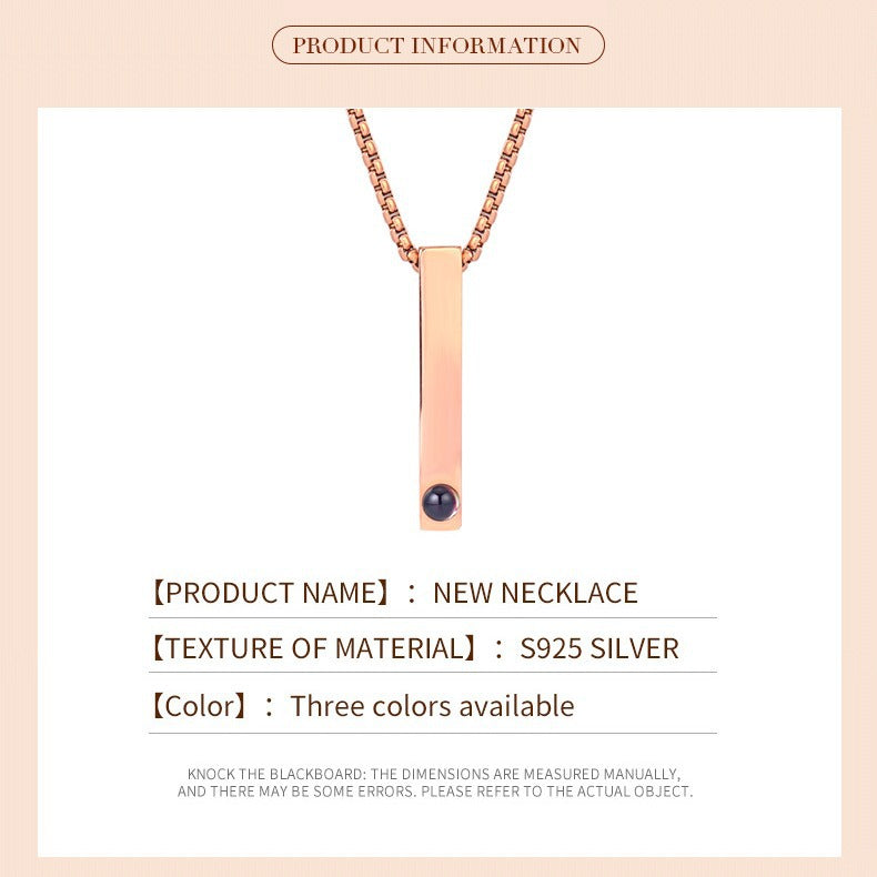Photo Projection Square Pillar Necklace