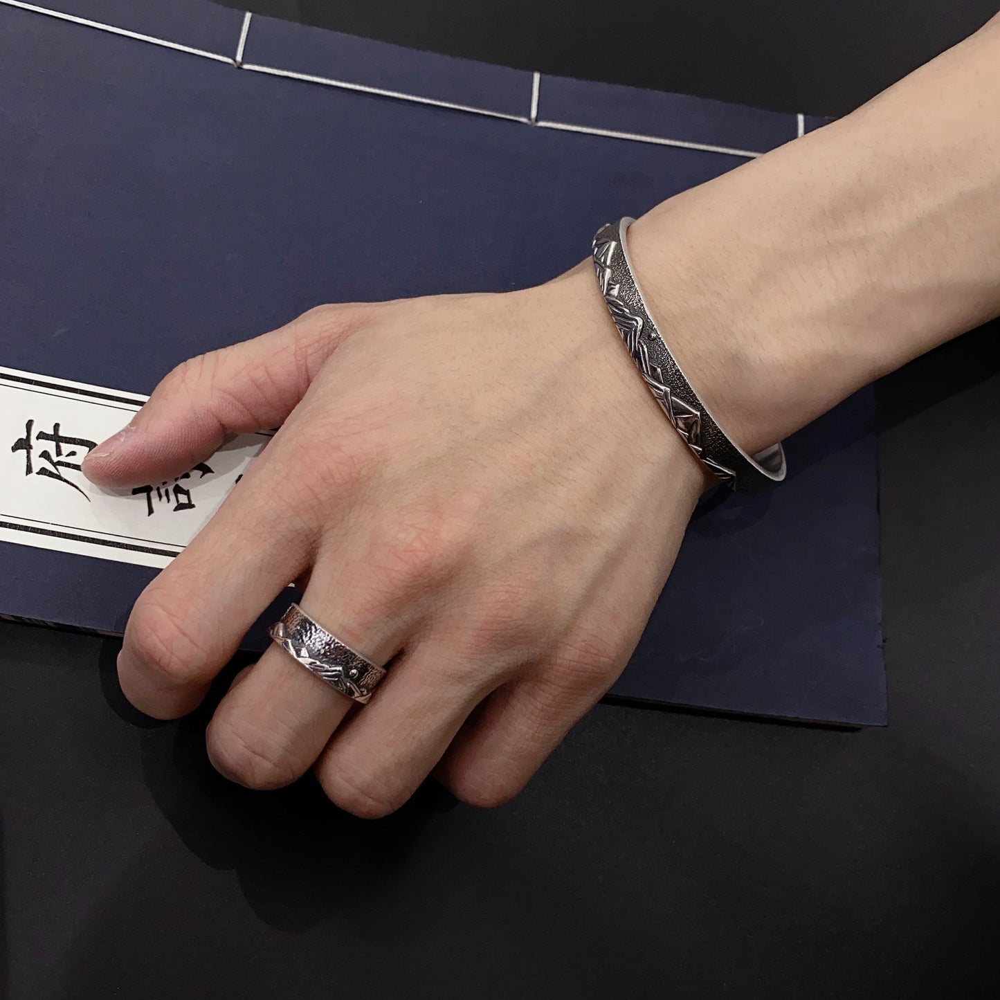 Anillos de pareja de plata de ley de moda