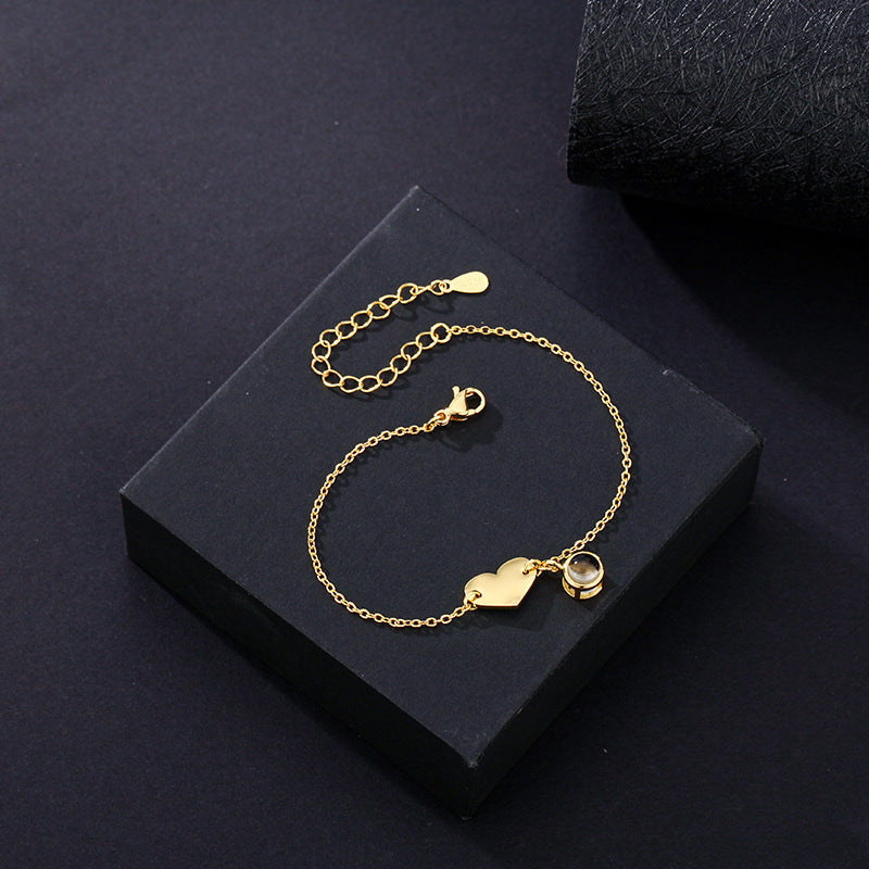 Pulsera de proyección de lenguaje grabado en forma de corazón