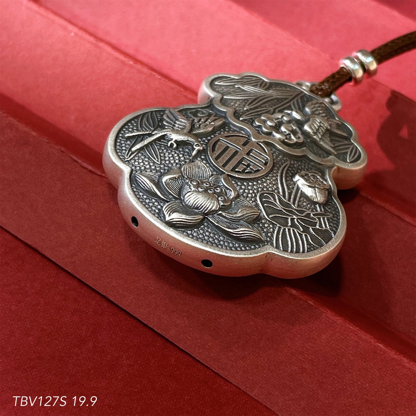 Chinese style blessing sterling silver pendant necklace