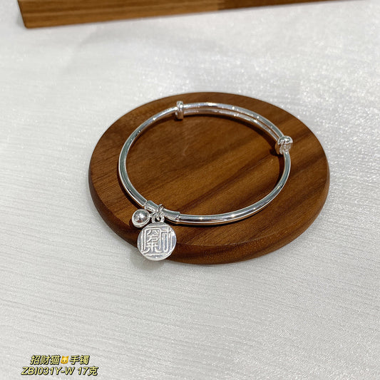 Pulsera de plata de ley con etiqueta de campana de moda