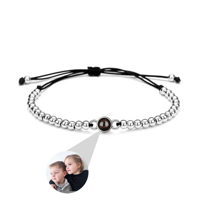 Pulsera de piedra magnética tejida con proyección fotográfica