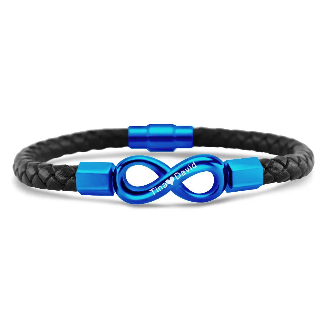 DIY engraved 8-character leather cord bracelet